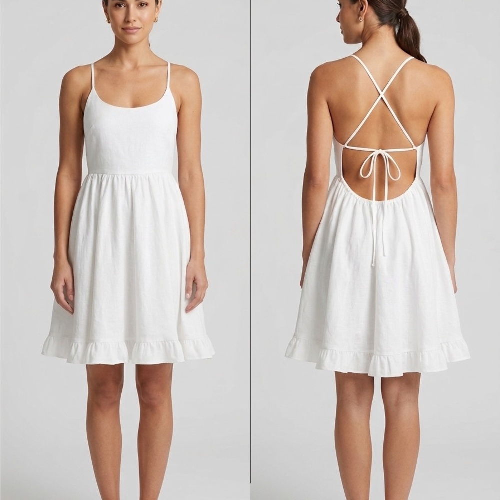 White Spaghetti-Strap Summer Dress like new size small - Picture 1 of 4
